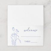 Carte De Placement Carte de mariage floral bleu (Extérieur déplié)