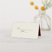 Carte De Placement Carte de Mariage Floral Noir Bourgogne (Devant)