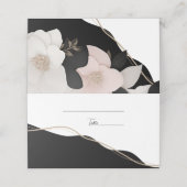 Carte De Placement Carte de mariage floral noir et blanc (Extérieur déplié)