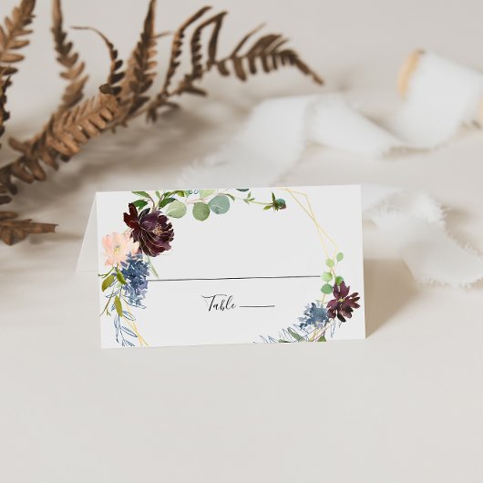 Carte De Placement Carte de Mariage géométrique Burgundy Gold