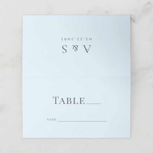 Carte De Placement Carte de Mariage Icy Blue moderne pliée (Extérieur déplié)