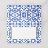 Carte De Placement Carte de Mariage italienne bleue et blanche (Extérieur déplié)