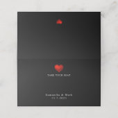 Carte De Placement Carte de Mariage Noir au coeur rouge simple (Extérieur déplié)
