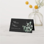 Carte De Placement Carte de Mariage noir de verdure moderne (Dos)