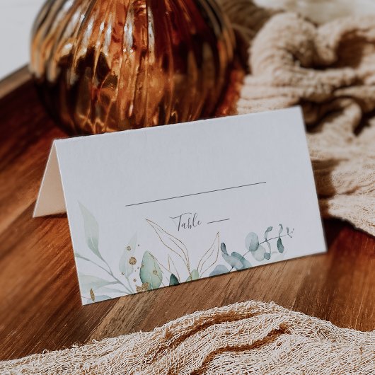 Carte De Placement Carte de Mariage pliée en or et verdure Airy