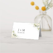 Carte De Placement Carte de Mariage pliée Roses blanches vertes (Dos)