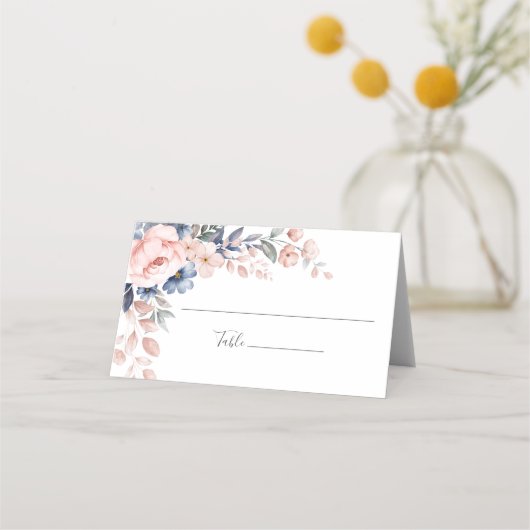 Carte De Placement Carte de Mariage rose floral (Devant)