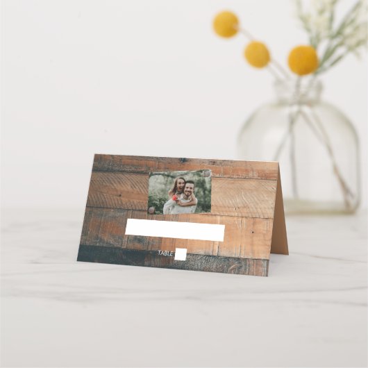 Carte De Placement Carte de Mariage Rustic Wood Photo (Devant)