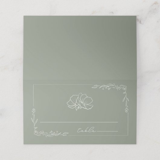 Carte De Placement Carte de Mariage Rustique Floral Sage Green (Extérieur déplié)