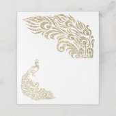 Carte De Placement Carte de nom de table blanche Peacock Design (Extérieur déplié)