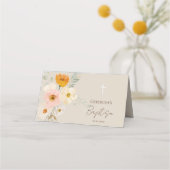 Carte De Placement Carte de place Baptême délicate bouquet (Devant)