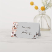 Carte De Placement Carte de place Boho mi-gris avec fleurs roses (Dos)