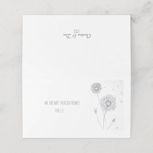 Carte De Placement Carte de place Dandelion (Extérieur déplié)