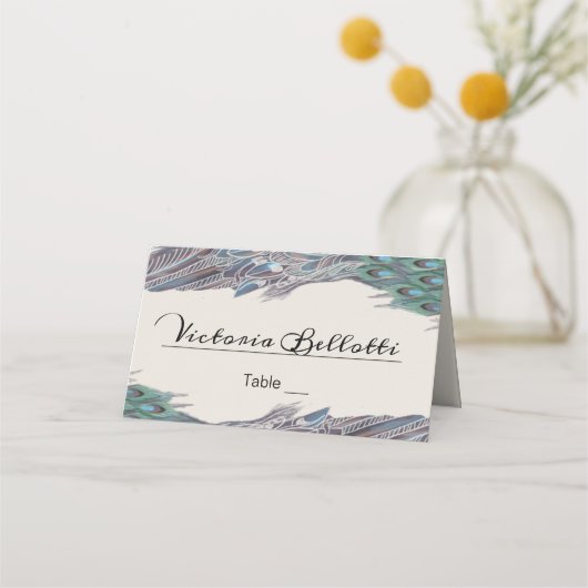 Carte De Placement Carte de place de siège de paon - papier kraft (Devant)