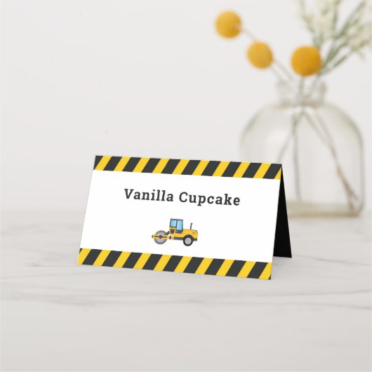 Carte De Placement Carte de place des deux côtés Cute Construction Ca (Devant)