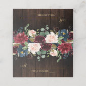 Carte De Placement Carte de place en bois rustique Floral de la Marin (Extérieur déplié)