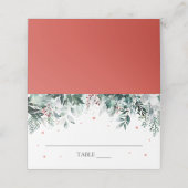Carte De Placement Carte de place Foliage vert hiver Red Snowflakes (Extérieur déplié)