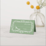 Carte De Placement Carte de place Moss Green Peacock<br><div class="desc">Faites savoir aux clients de la réception où ils seront assis avec une carte de la réception Moss Green Peacock Flourish. Le design de la carte Place présente un élégant paon orné de fleurs. Papier à lettres mariage supplémentaire disponible avec cette conception aussi.</div>