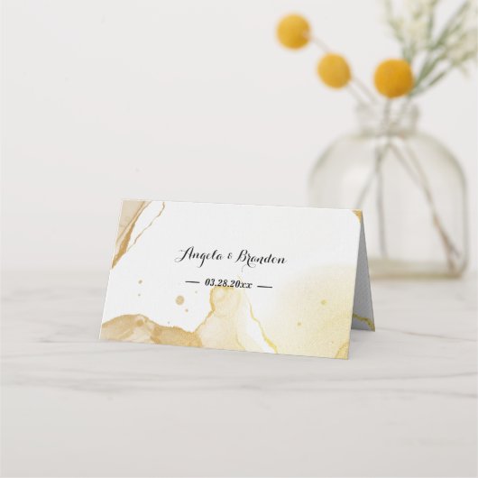 Carte De Placement Carte de place or Watercolor moderne (Dos)