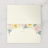 Carte De Placement Carte de place pliée de Mariage floral jaune (Extérieur déplié)