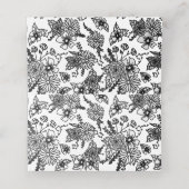 Carte De Placement Carte de place pliée Fleur sauvage noir et blanc (Intérieur déplié)