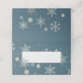 Carte De Placement Carte de place pliée Mariage Blue and Gold Snowfla (Extérieur déplié)