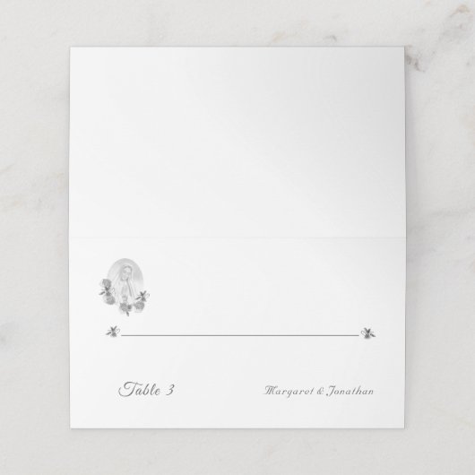 Carte De Placement Carte de place pliée Mariage Vierge Argent (Extérieur déplié)