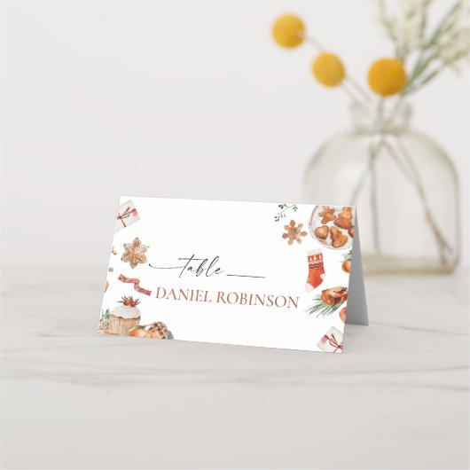 Carte De Placement Carte de place pliée pour Noël d'hiver (Devant)