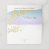 Carte De Placement Carte de siège Bat mitzvah de musique bleu et or (Extérieur déplié)