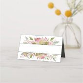 Carte De Placement Carte de siège Mariage Rose Aquarelle rose douce (Dos)