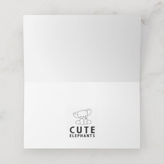 Carte De Placement Carte de table aquarelle éléphant mignon (Intérieur déplié)