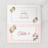 Carte De Placement Carte de table Bouquet Rose Corail (Extérieur déplié)