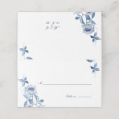 Carte De Placement Carte de table de mariage florale aquarelle bleue (Extérieur déplié)