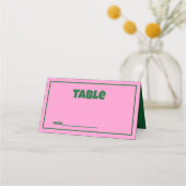 Carte De Placement Carte de table de mariage rose vert rétro brillant (Dos)