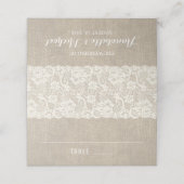 Carte De Placement Carte de table de mariage rustique en toile de jut (Extérieur déplié)