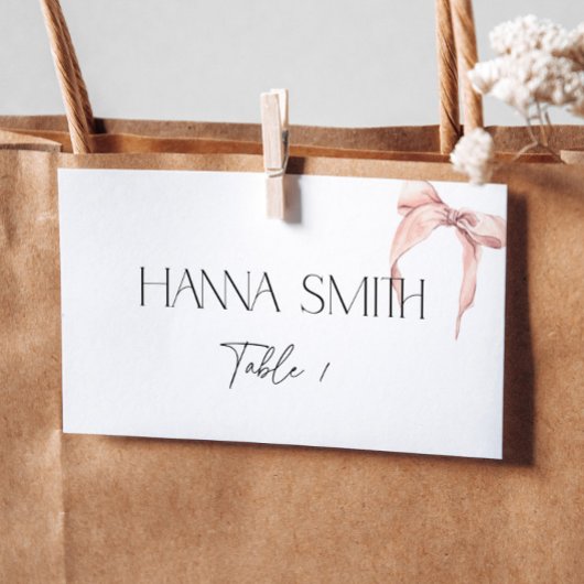 Carte De Placement Carte de table pliée Coquette minimale avec nœud r
