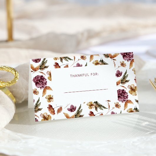 Carte De Placement Carte de table pliée de Thanksgiving