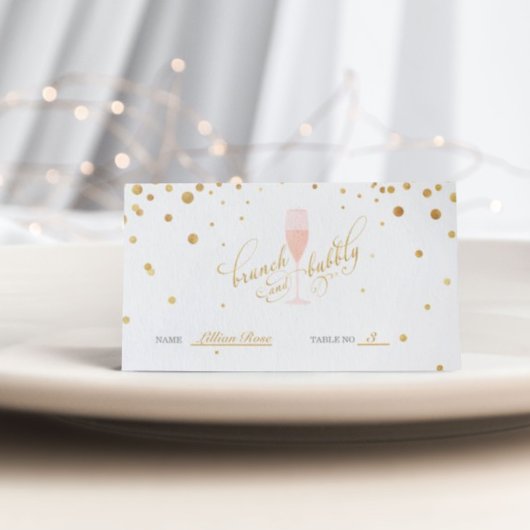Carte De Placement Carte de Wedding shower plié Brunch & Bubbly