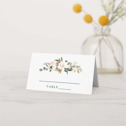 Carte De Placement Carte d'escorte Faire-part de mariage Magnolia Aqu (Devant)