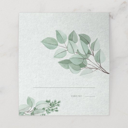 Carte De Placement Carte d'évaluation mariage | Elégant Eucalypse aqu (Extérieur déplié)