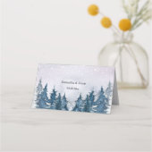 Carte De Placement Carte d'hiver moderne Forest Blue Place (Dos)