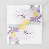 Carte De Placement Carte d'identité lavande et citron, étiquette de n (Extérieur déplié)