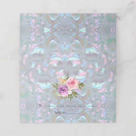 Carte De Placement Carte d'invité Faux Mother of Pearl Place Card (Extérieur déplié)