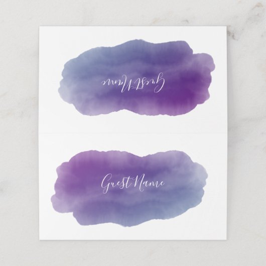 Carte De Placement Carte du nom de l'invité d'aquarelle violette soup (Extérieur déplié)