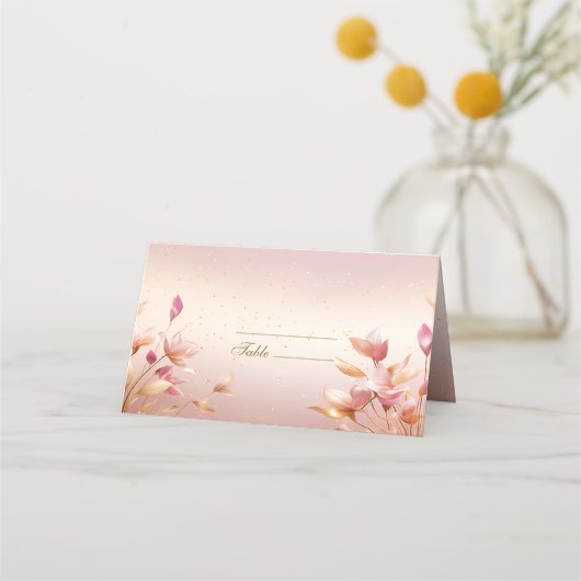 Carte De Placement Carte Feuille rose Floral Place (Devant)