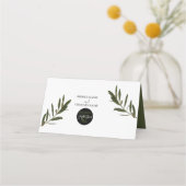 Carte De Placement Carte Feuille verte Mariage d'olive (Dos)
