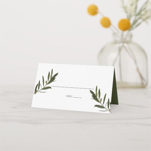 Carte De Placement Carte Feuille verte Mariage d'olive (Devant)