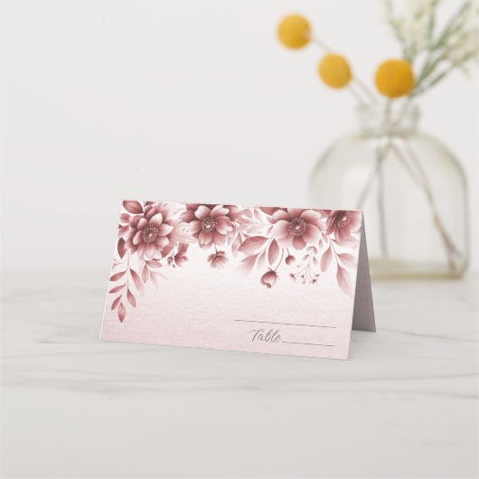 Carte De Placement Carte Floral Place Dusty Rose (Devant)
