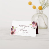 Carte De Placement Carte Floral Place Mariage d'aquarelle Bourgogne (Dos)