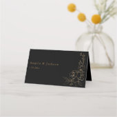 Carte De Placement Carte Gold Linal Floral Blanc & Gold Place - Noir (Dos)